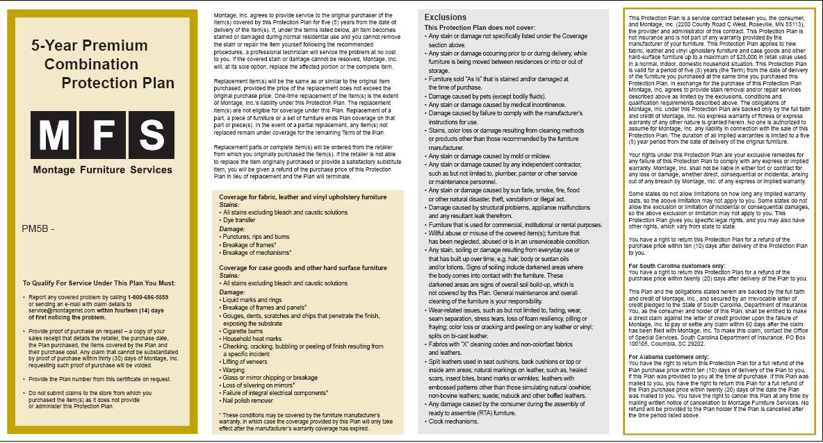 Furniture Protection Plan Von Furniture